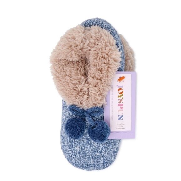 Women's Knit Fuzzy Faux Fur Printed Slipper Socks 2-Pack Shoe Size 4-10 - Picture 4 of 6